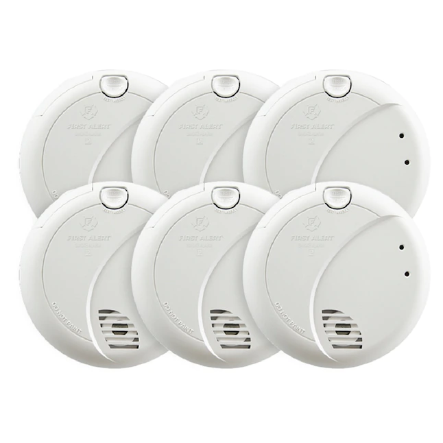 First Alert  6-Pack Hardwired Photoelectric Sensor Smoke Detector. White