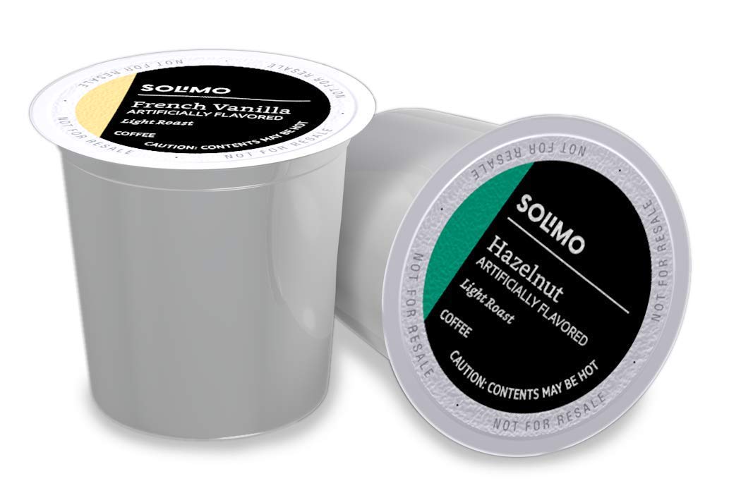 Solimo Light Roast Coffee Pods Variety Pack. Hazelnut and French Vanilla Flavored. Compatible with Keurig 2.0 K-Cup Brewers 100 Ct.