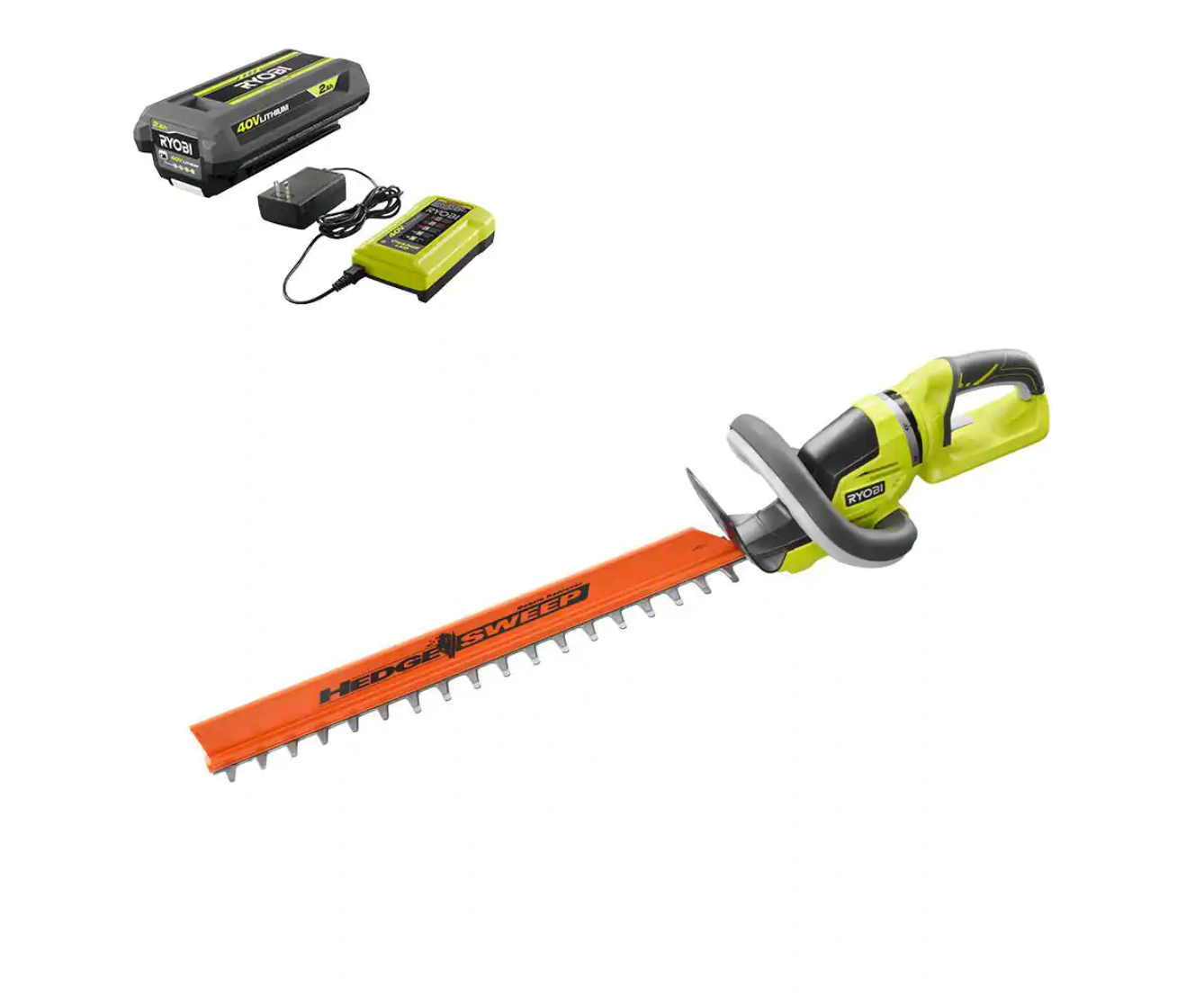 RYOBI RY40620 40V 24 in. Cordless Battery Hedge Trimmer with 2.0 Ah Battery and Charger