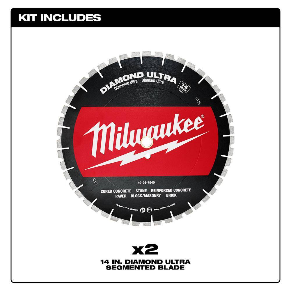 Milwaukee 49-93-7540 2X 14 in. Diamond Ultra Segmented Blade (2-Pack)