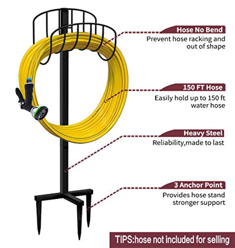 Artigarden Freestanding Garden Hose Holder Hanger. Heavy Duty Metal Water Hose Storage Stand Rack