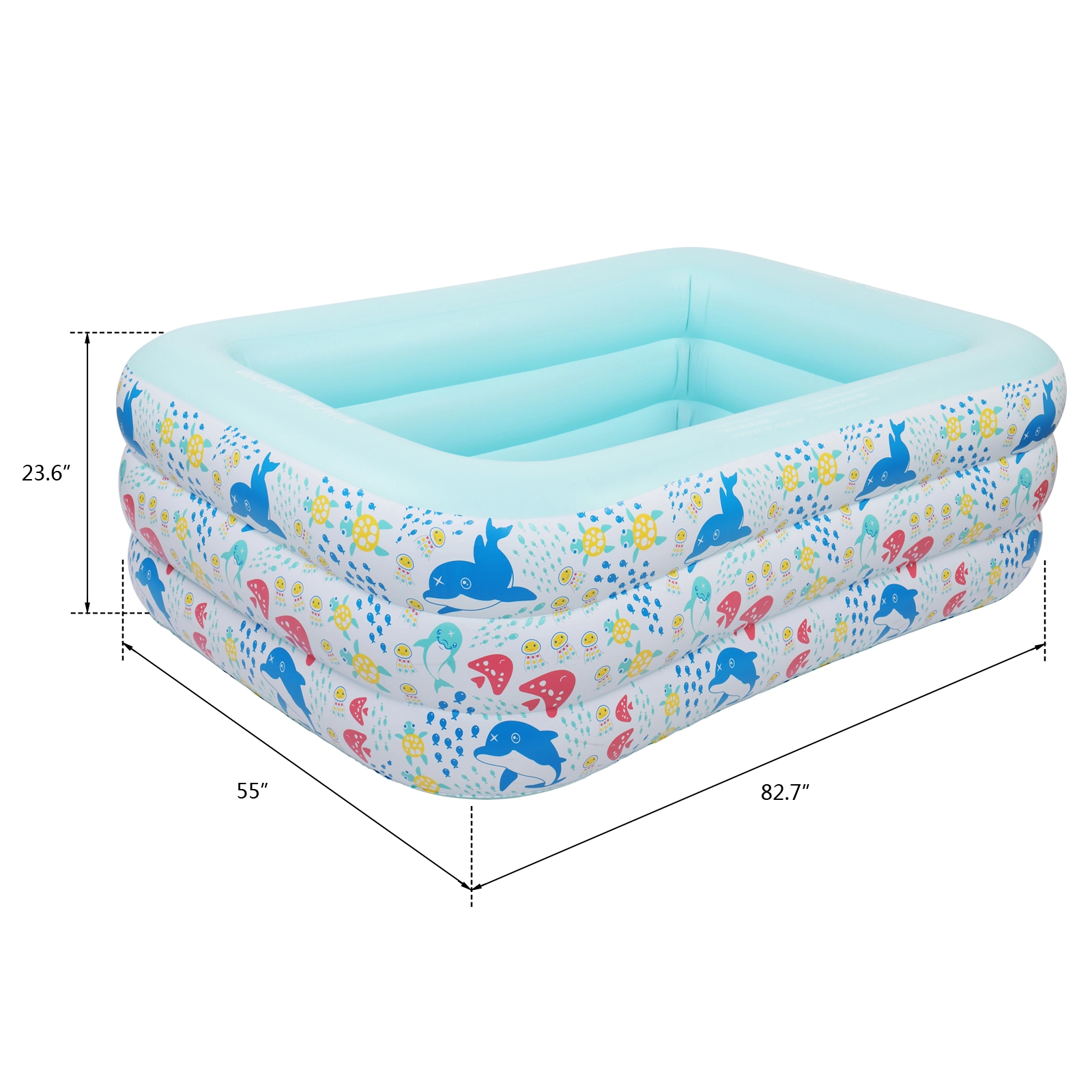 DISCOUNTTODAY Inflatable Swimming Pool. Family Full-Sized Above Ground Swimming Pools.Inflatable Swim Pool for Kids. Indoor & Outdoor 82.7″ X 55″ X 23.6″