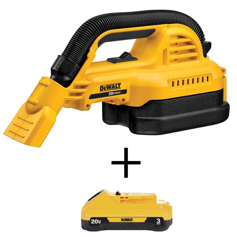 DEWALT DCV517BW230 20V MAX Cordless 1/2 Gal. Wet/Dry Portable Vacuum and (1) 20V MAX Compact Lithium-Ion 3.0Ah Battery