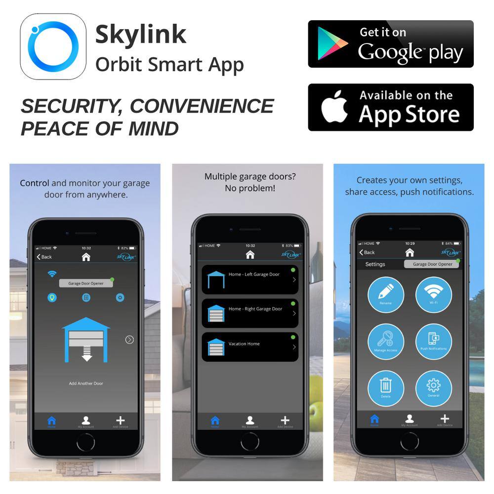 SkyLink ATR-1722CKW Atoms Smartphone-Controlled Heavy Duty Anti-Breakin Chain Drive Ultra-Quiet Garage Door Opener with Built-In Bright LED