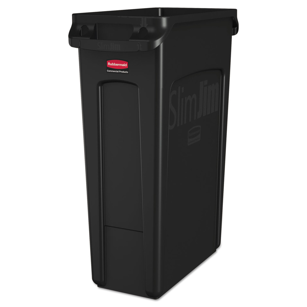 Rubbermaid Commercial FG354060BLA Slim Jim Receptacle W/venting Channels. Rectangular. Plastic. 23gal. Black
