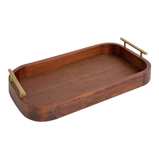 Kate and Laurel  10-in x 18-in Walnut Brown Decorative Tray. Decorative Accent with Rounded Edges