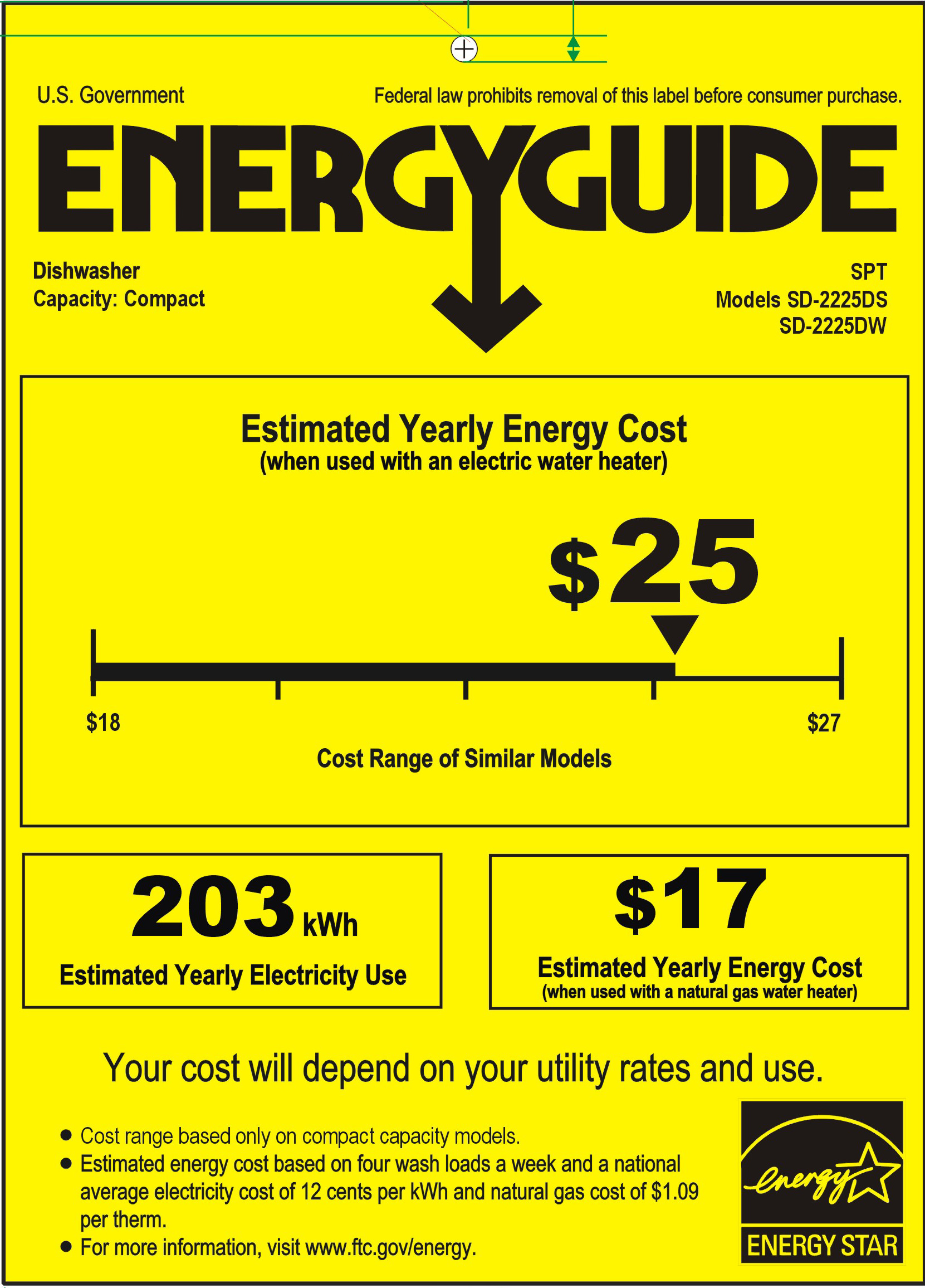 Sunpentown Delay Start & LED Display Countertop Dishwasher. 2220 Series. Silver