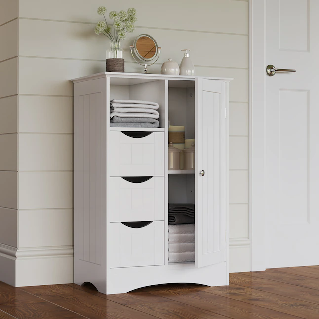 RiverRidge 06-086 Ashland 22.05-in W x 32.13-in H x 13.39-in D White Mdf Freestanding Linen Cabinet