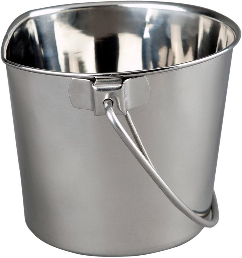 Advance Pet Products Heavy Stainless Steel Flat Side Bucket. 6Qt