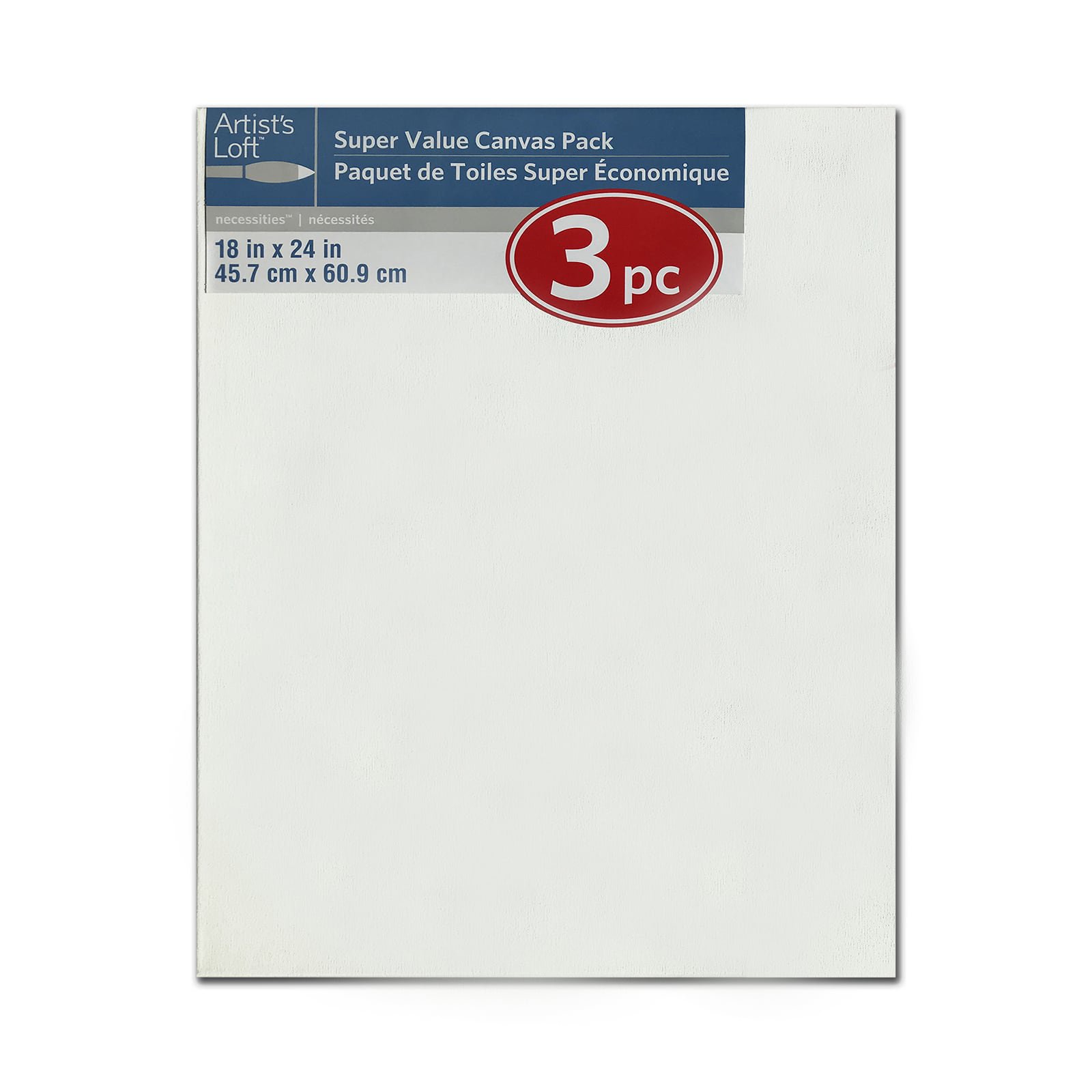 Artist-s Loft Necessities 4 Packs: 3 ct. (12 total) 18″ x 24″ Super Value Canvas Pack
