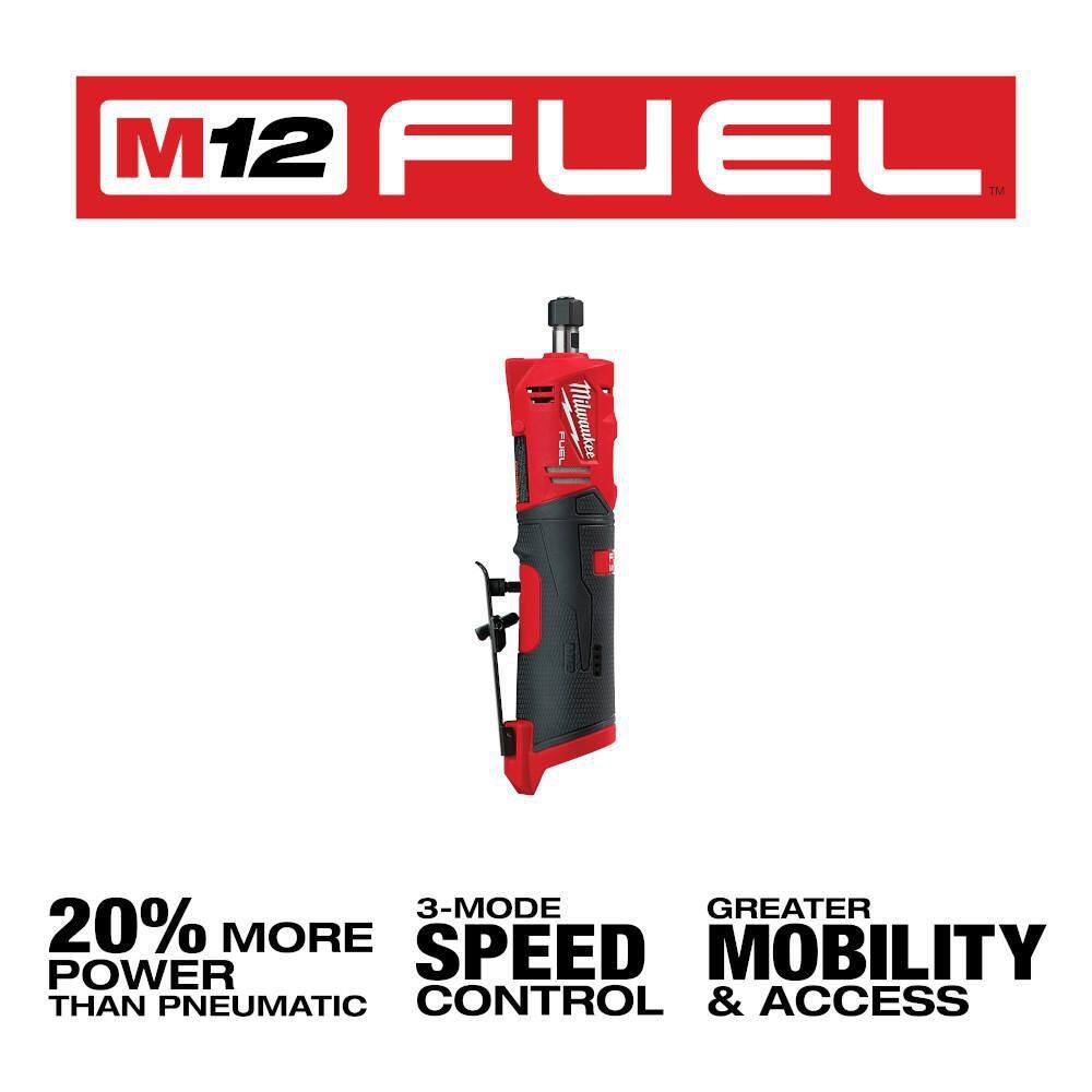 Milwaukee 2486-20-48-11-2420 M12 Fuel 12-Volt Lithium-Ion Brushless Cordless 1/4 in. Straight Die Grinder with M12 2.0 Ah Battery