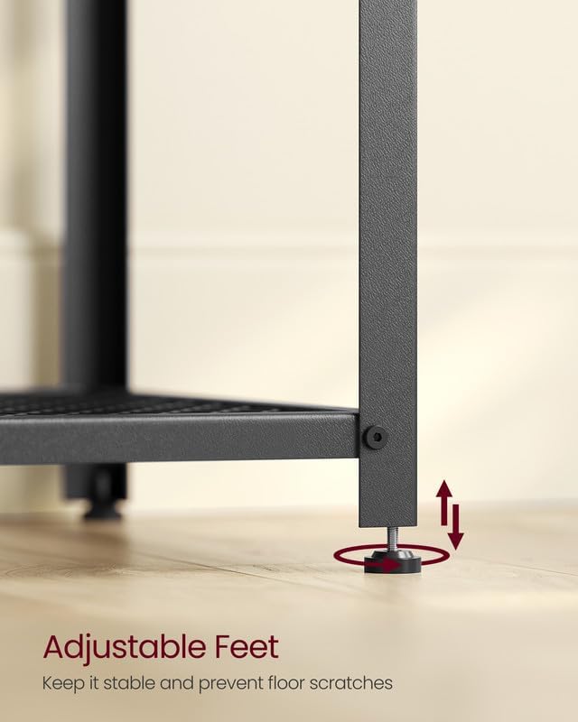 VASAGLE Modern TV Stand for TVs up to 75 Inches. 3-Tier Entertainment Center. Industrial TV Console Table with Open Storage Shelves. for Living Room. Bedroom. Black with Wood Grain ULTV098B22