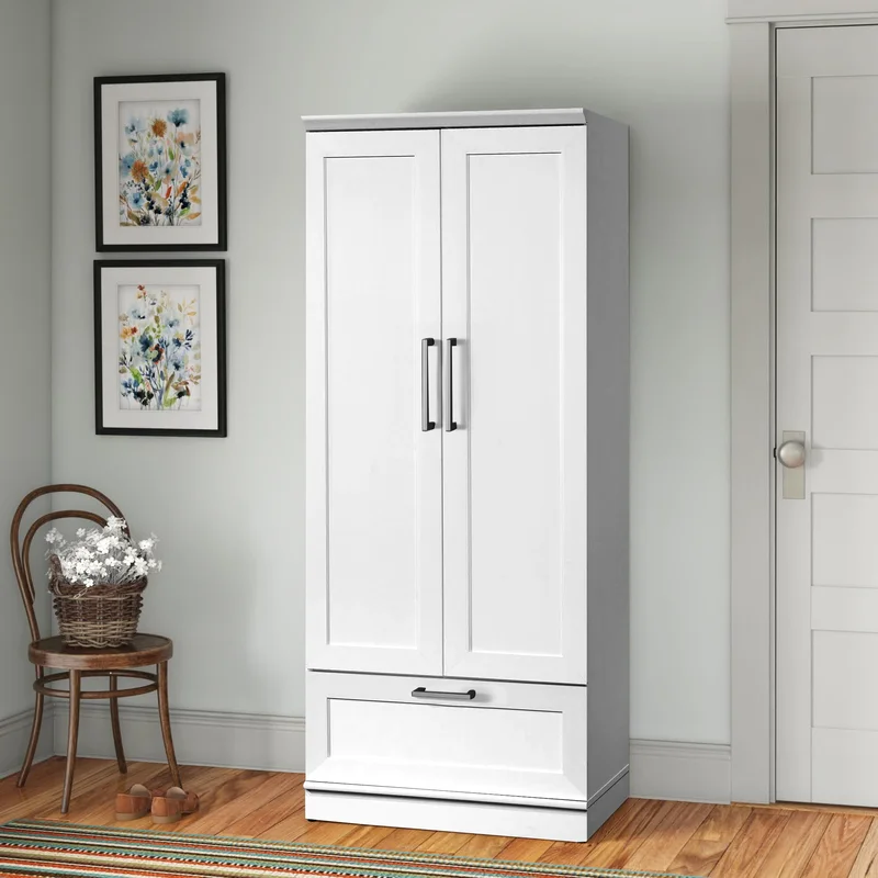 Andover Mills Tiberius Manufactured Wood Armoire Soft White