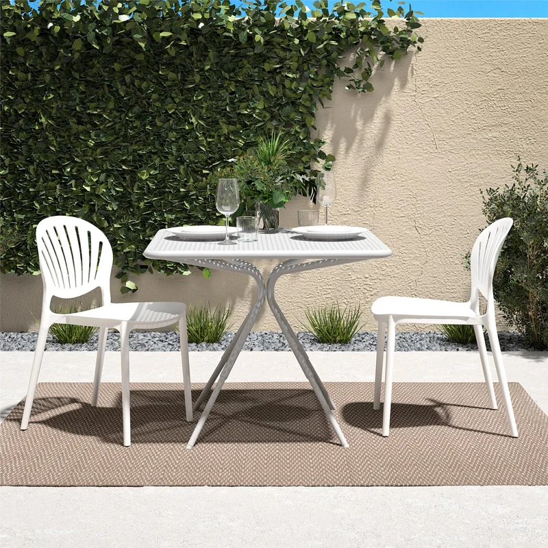 Cosco 87531WHT2E White Stackable Plastic Outdoor Lounge Chair (2-Pack)