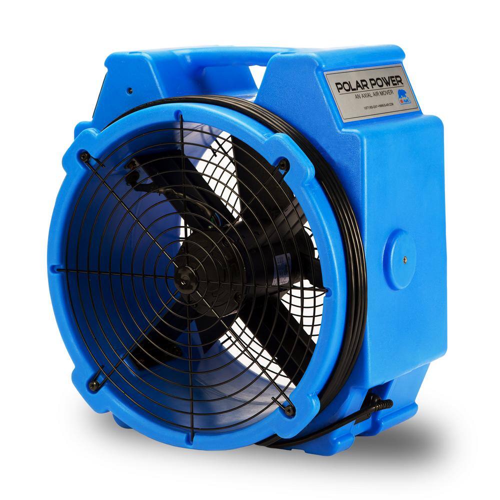 BlueDri BA-PB-X24-BL 1/4 HP Polar Axial Blower Fan with High Velocity Air Mover for Water Damage Restoration Equipment in Blue