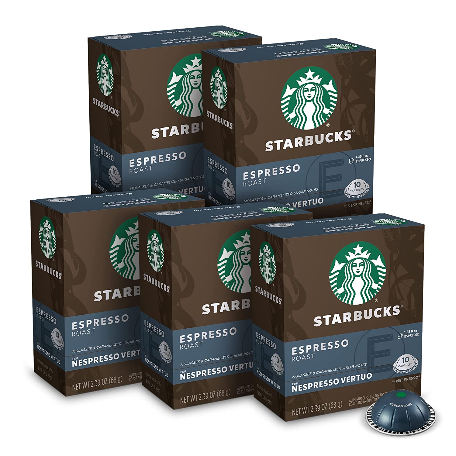 Starbucks by Nespresso Dark Roast Espresso (50-count single serve capsules. compatible with Nespresso Vertuo Line System)