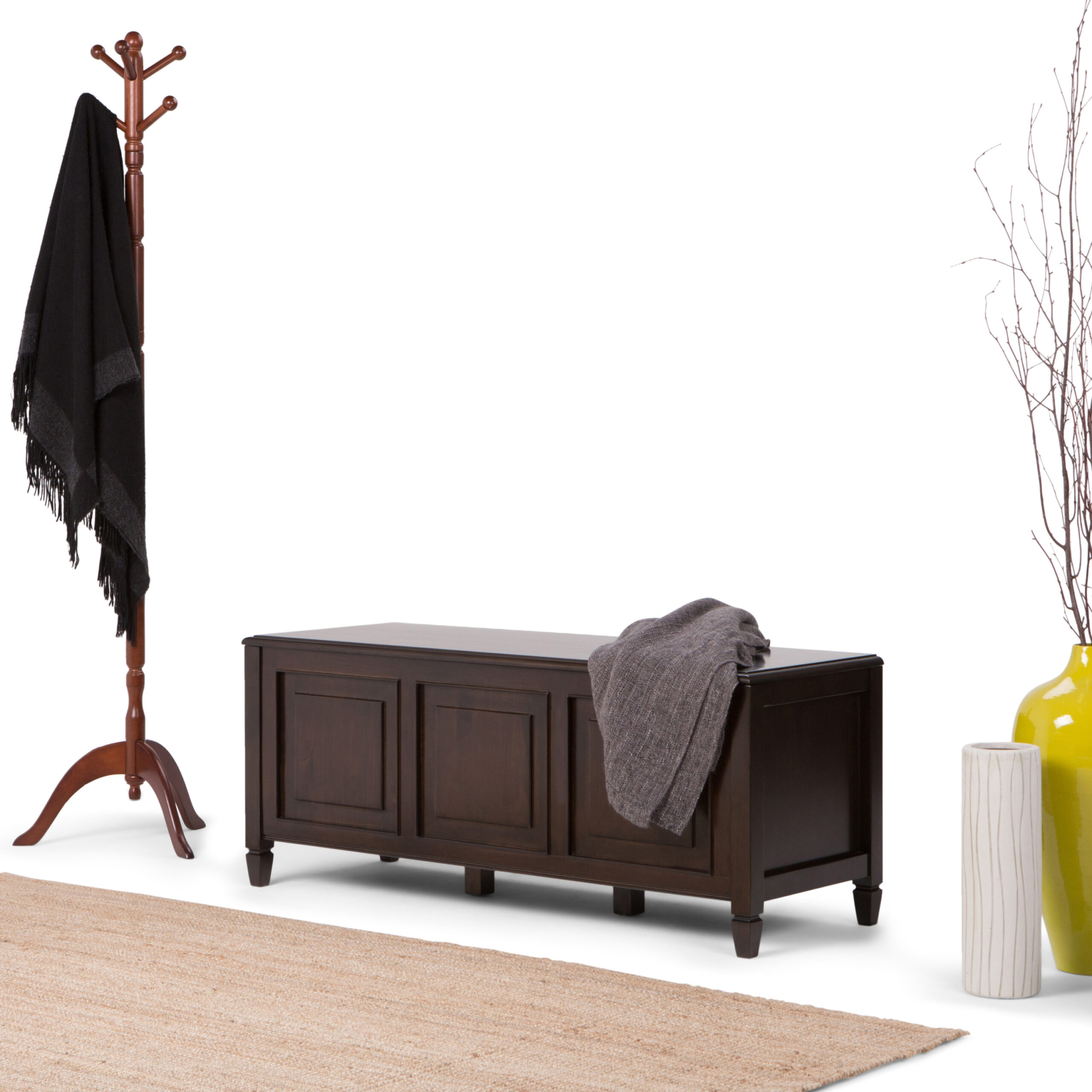 Brooklyn + Max Somerset Solid Wood 51 inch Wide Traditional Storage Bench Trunk in Dark Chestnut Brown