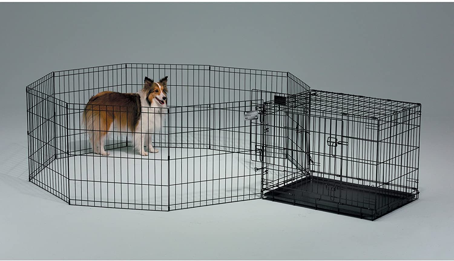 MidWest Wire Dog Exercise Pen with Step-Thru Door. Black E-Coat. 48-in