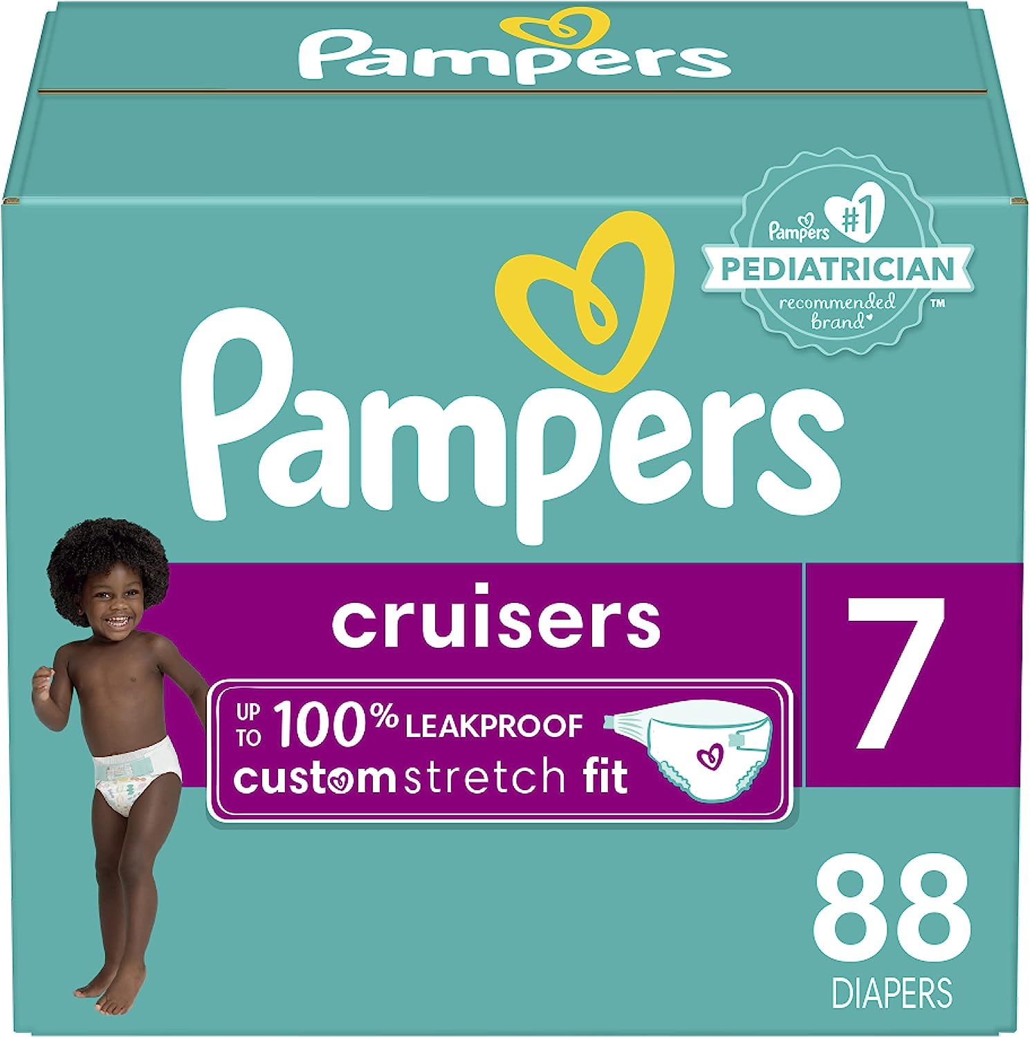 Diapers Size 7. 88 Count - Pampers Cruisers Disposable Baby Diapers. (Packaging May Vary)