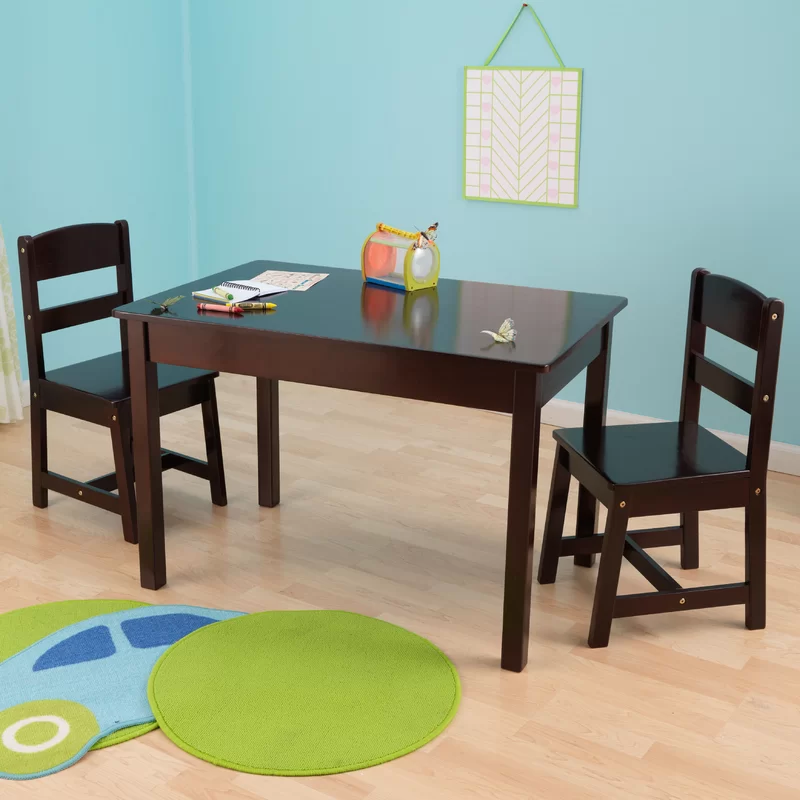 KidKraft Wooden Rectangular Table & 2 Chair Set for Kids - Espresso. Gift for Ages 5-8