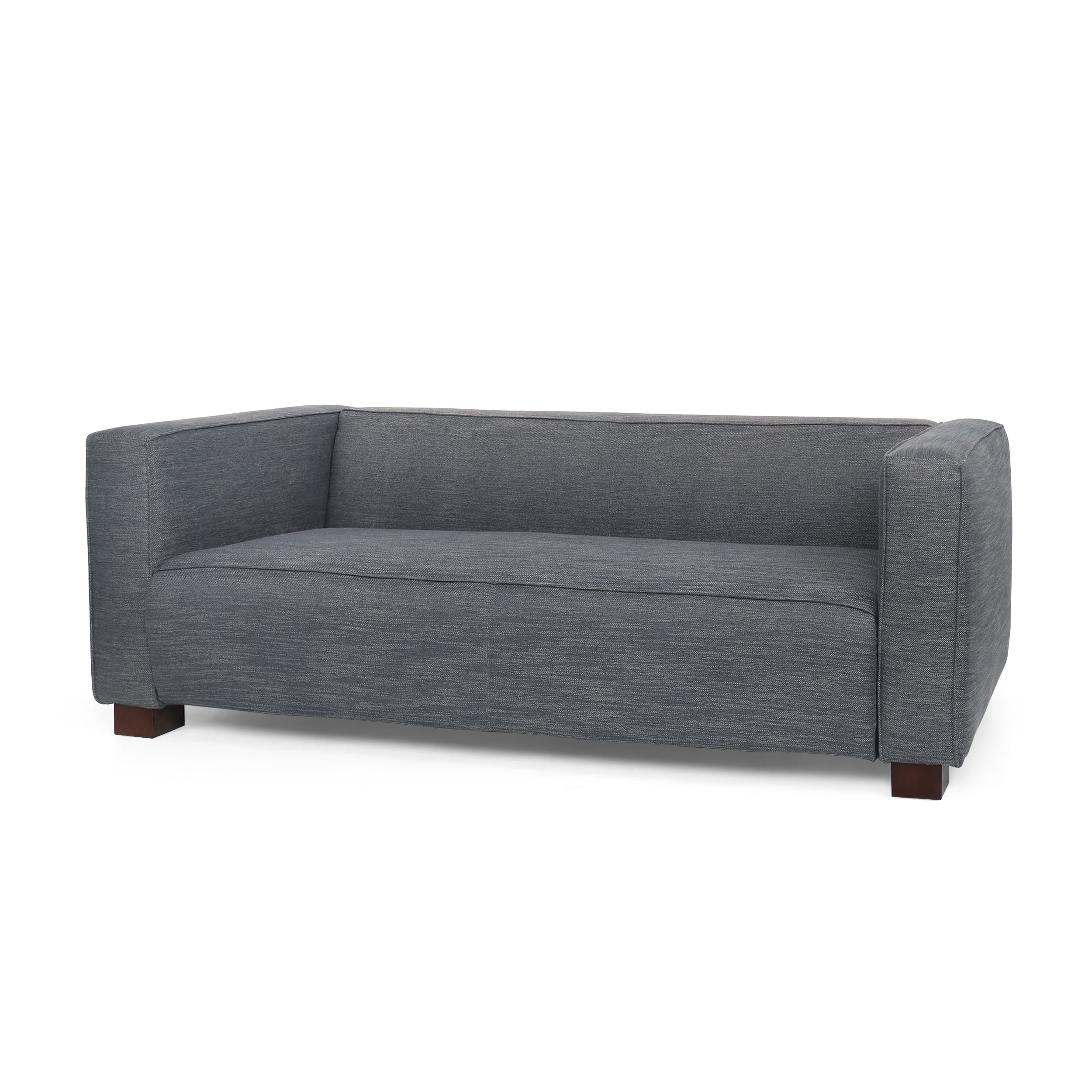 Noble House Bartram Indoor Fabric Upholstered Loveseat. Charcoal and Dark Walnut