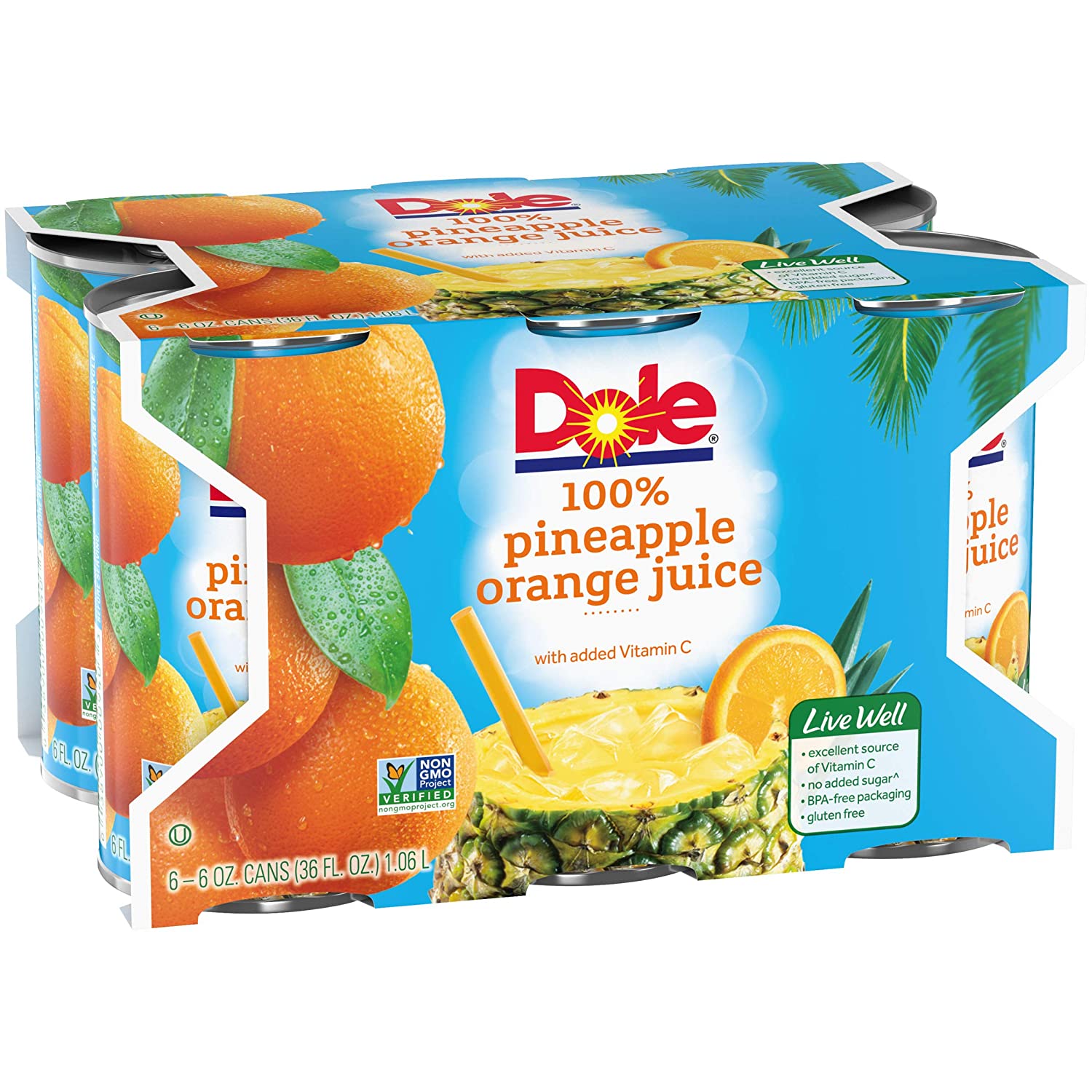 Dole Pineapple Orange Juice. 100% Fruit Juice with Added Vitamin C