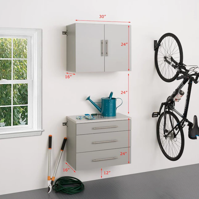 Prepac HangUps 2-Piece Composite Garage Storage System in Light Gray (30 in. W x 72 in. H x 16 in. D)