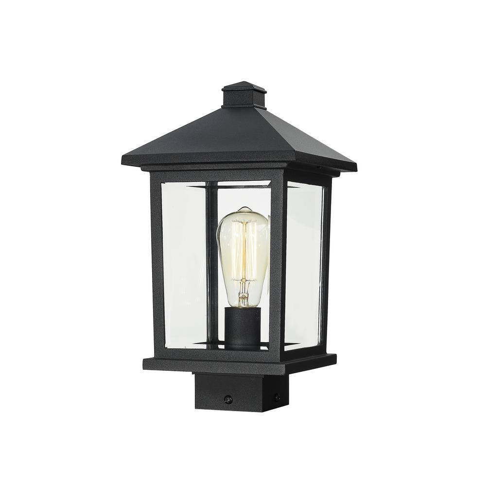 Unbranded  Portland 1-Light Black 14.38 Aluminum Hardwired Outdoor Weather Resistant Post Light Round Fitter with No Bulb Included