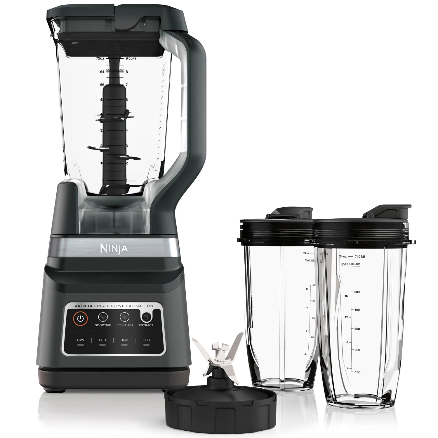 Ninja BN701 Professional Plus Blender. 1400 Peak Watts. 3 Functions for Smoothies. Frozen Drinks & Ice Cream with Auto IQ. 72-oz.* Total Crushing Pitcher & Lid. Dark Grey