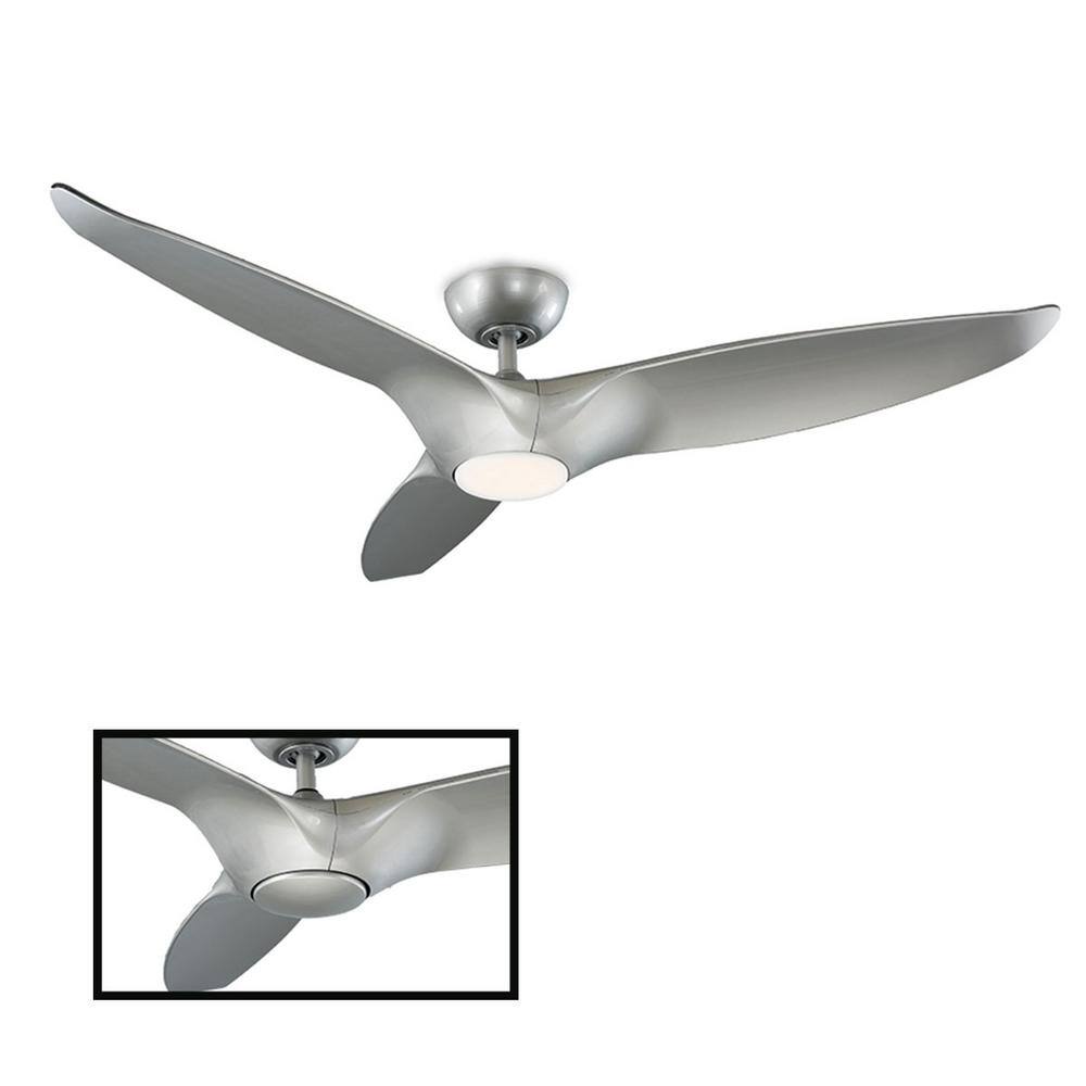 Modern Forms  Morpheus III 60 in. LED Indoor/Outdoor Automotive Silver 3-Blade Smart Ceiling Fan with 3000K Light Kit and Wall Control