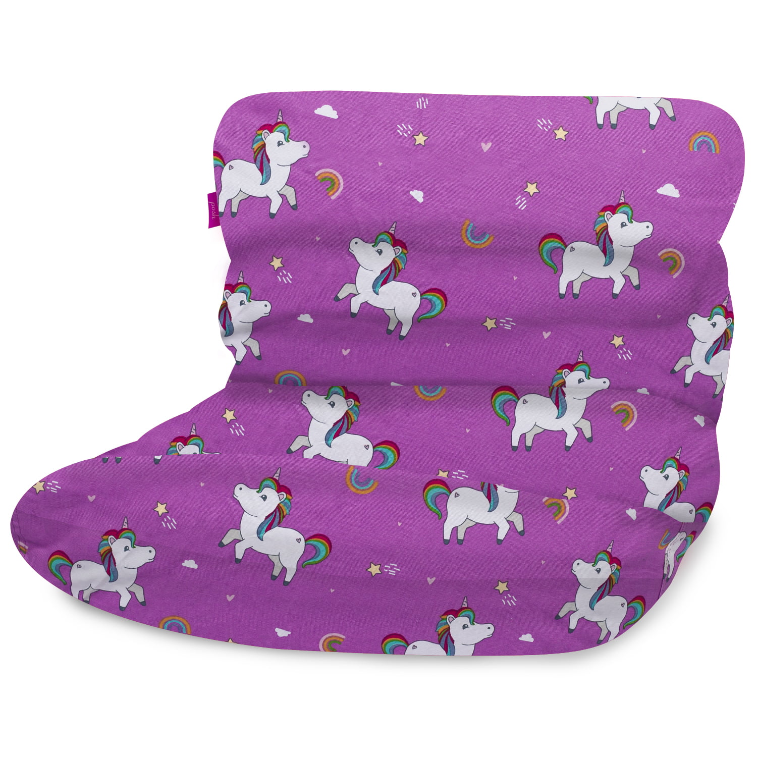 Posh Creations Laguna Lounger Bean Bag Chair. Kids. 3 ft. Canvas Rainbow Unicorns