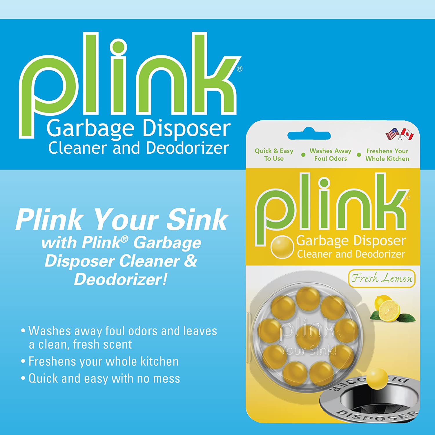 Plink Garbage Disposer Cleaner and Deodorizer. Simply Fresh Scent. 20 Pack