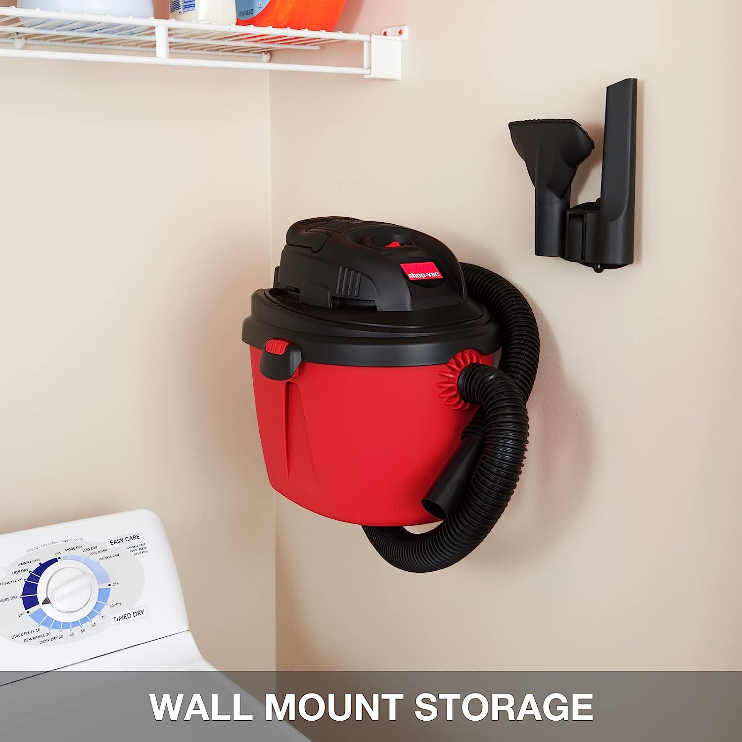 Shop-Vac 2.5 Gallon 2.5 Peak HP Wet/Dry Vacuum. Portable Compact Shop Vacuum with Collapsible Handle Wall Bracket & Multifunctional Attachments for Home. Jobsite. 2036000