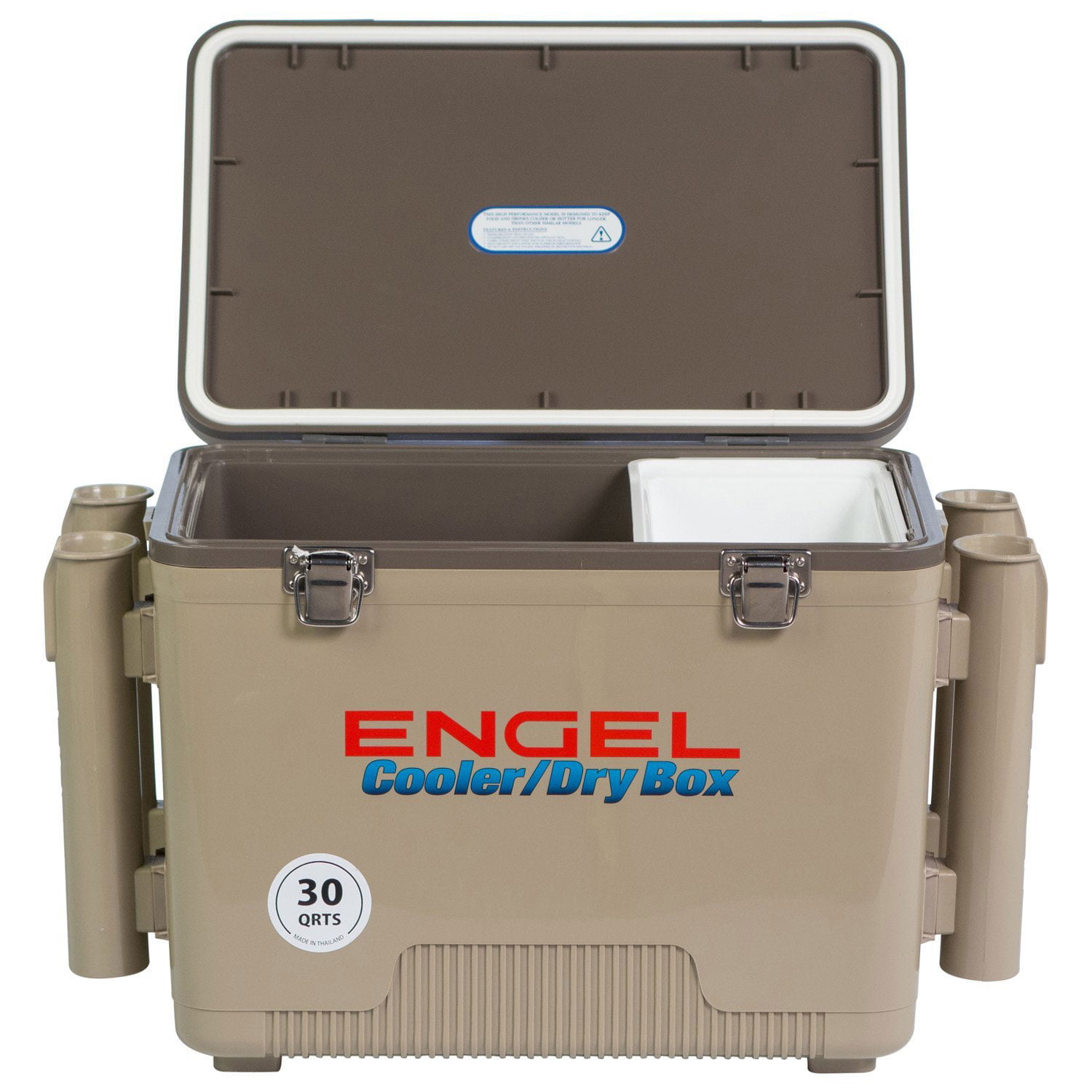Engel Coolers 30 Quart Leak Proof Insulated Cooler Drybox with 4 Rod Holders