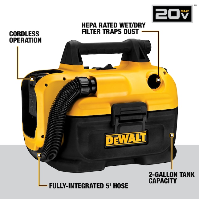 DEWALT DCV580H 20-volt Max 2-Gallons Cordless Wet/Dry Shop Vacuum (Tool Only)
