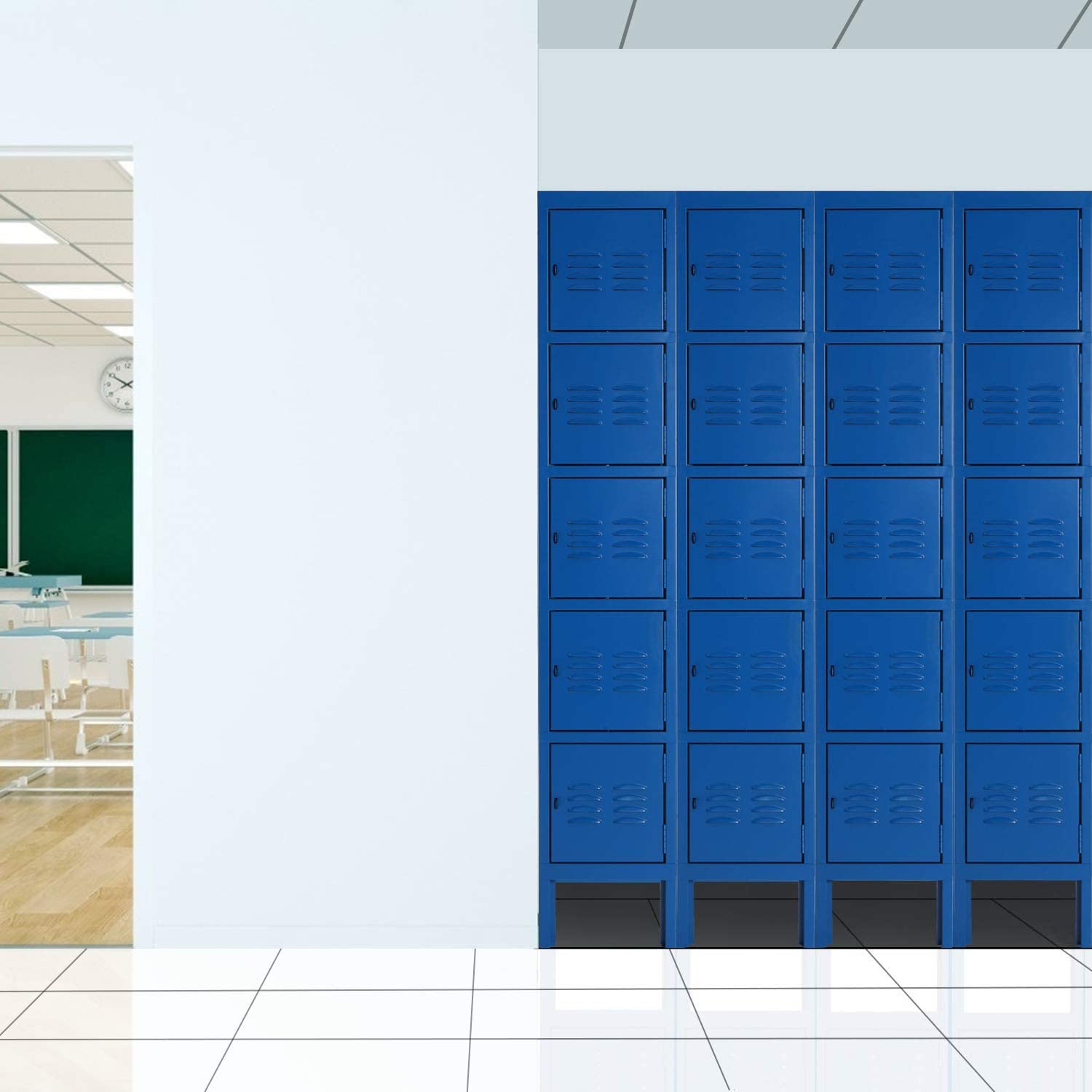 SUNCROWN Metal Storage Locker Cabinet with 5 Doors for Home Office School Gym. Blue