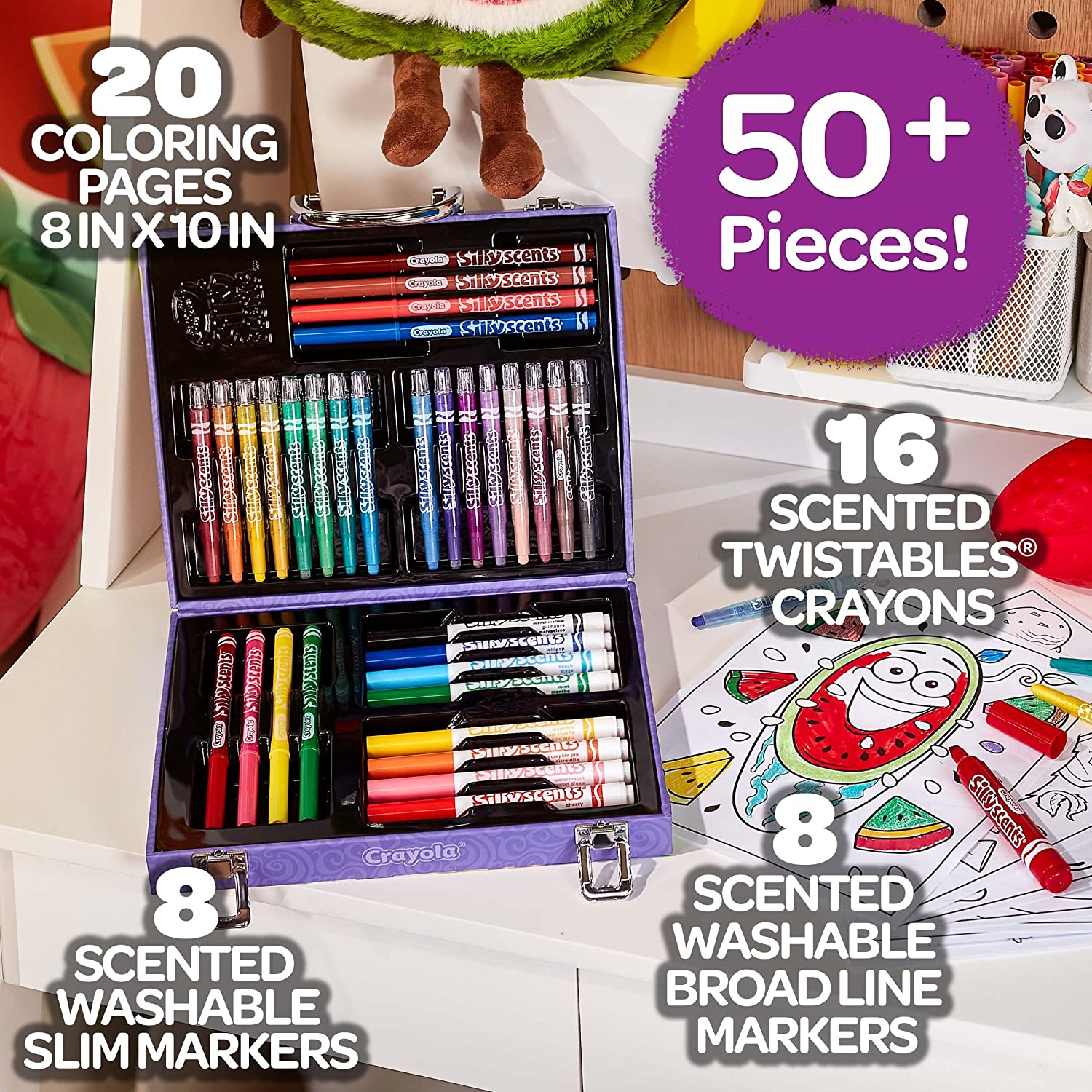 Crayola Silly Scents Mini Inspiration Art Case Coloring Set. Gift for Kids Ages 3. 4. 5. 6