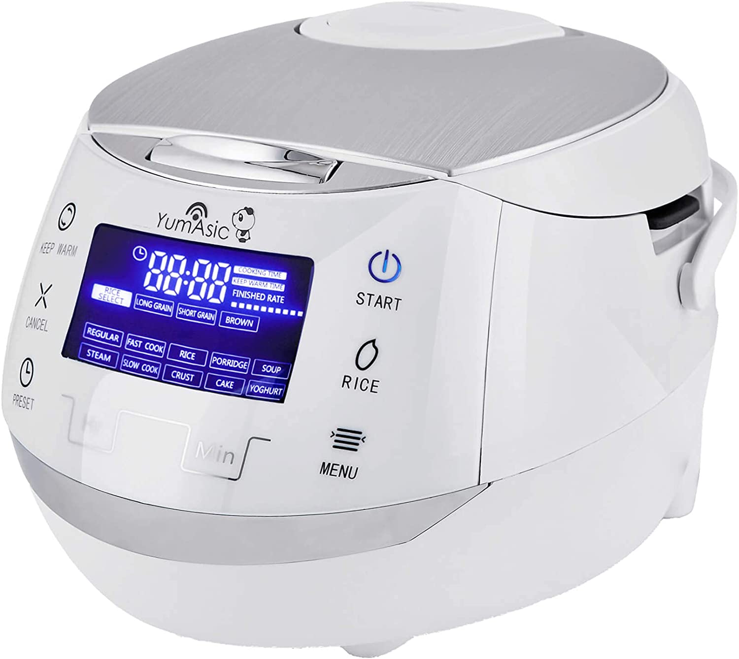 Yum Asia Sakura Rice Cooker with Ceramic Bowl and Advanced Fuzzy Logic (8 Cup. 1.5 Litre) 6 Rice Cook Functions. 6 Multicook Functions. Motouch LED Display. 120V Power (White and Siver)