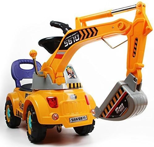 Digger Scooter. Ride-on Excavator. Pulling cart. Pretend Play Construction Truck (Color May Vary) by POCO DIVO