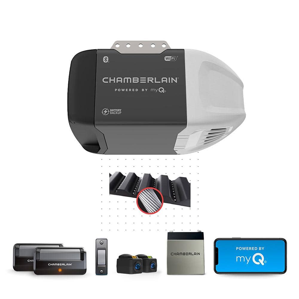 Chamberlain B2211T 1/2 HP Smart Quiet Belt Drive Garage Door Opener with Battery Backup