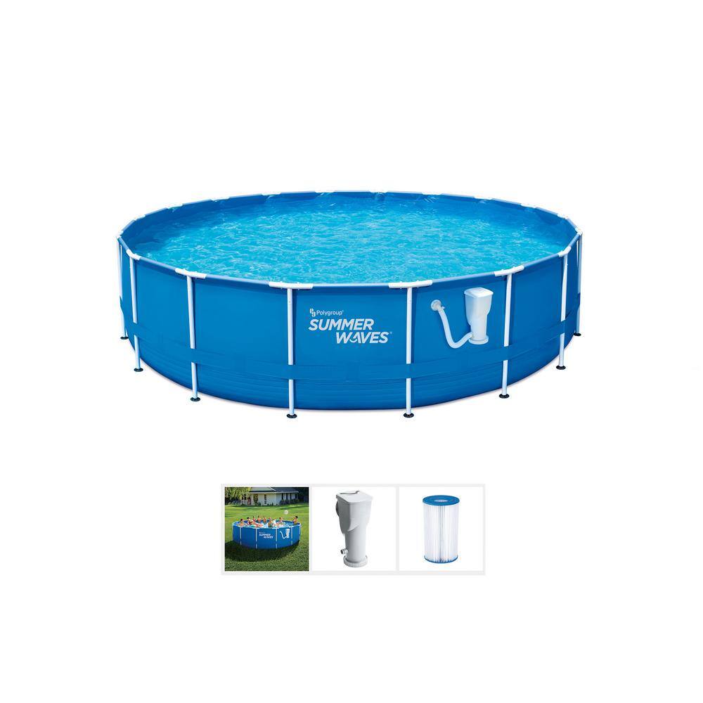 Summer Waves P2001030A-SW 10 ft. Round 30 in. D Metal Frame Pool Set with Filter Pump