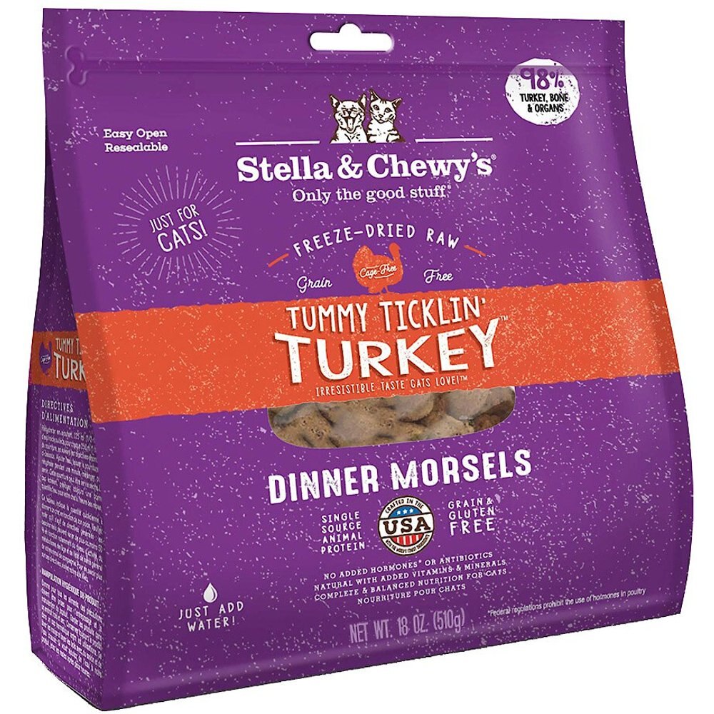 Stella and Chewy-s Tummy Ticklin- Turkey Dinner Morsels Freeze-Dried Raw Cat Food - Tummy Ticklin- Turkey - 18-oz bag