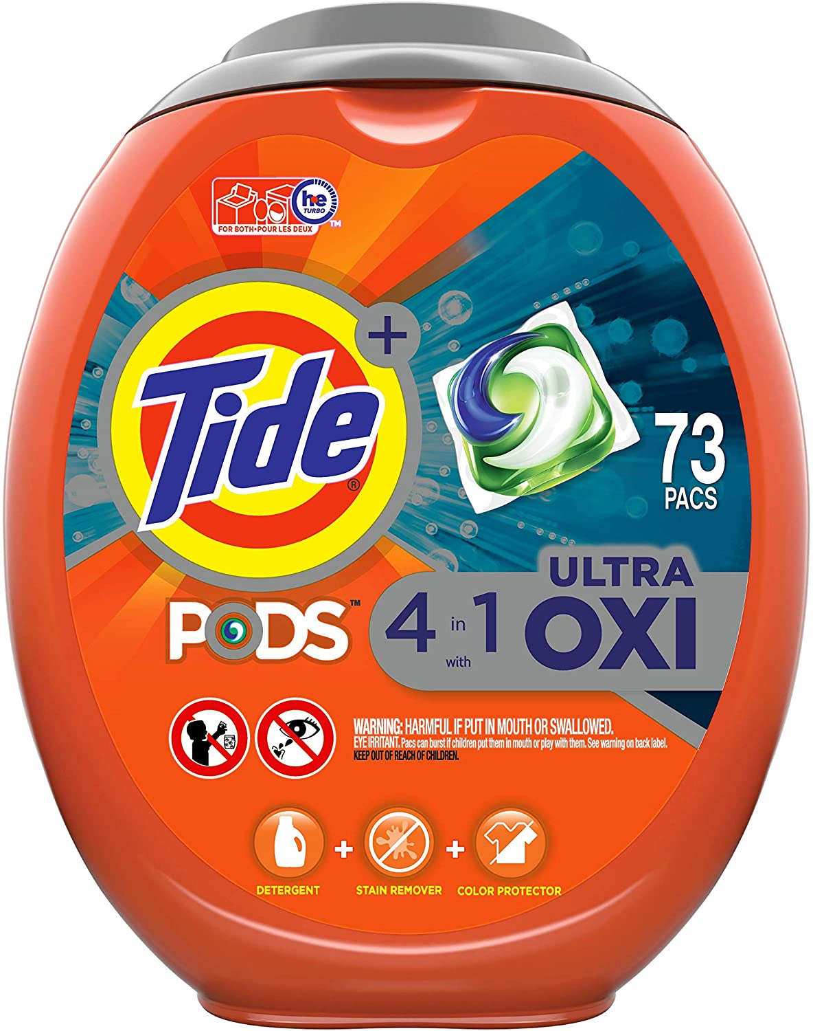 Tide Pods Ultra Oxi Liquid Laundry Detergent Pacs. 73 Count. Packaging May Vary