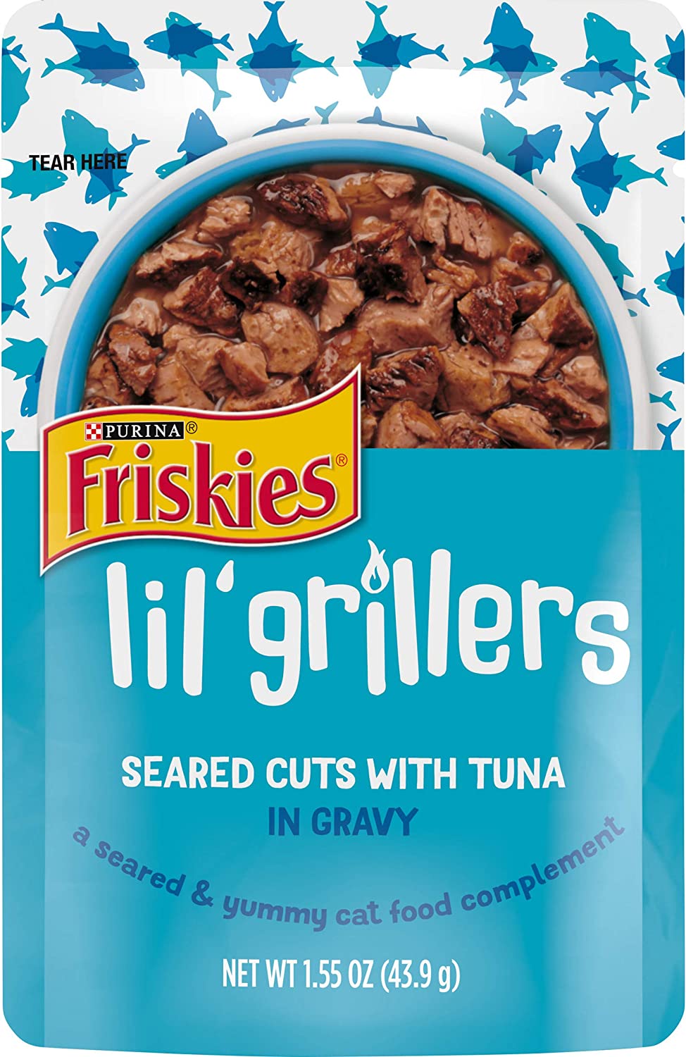 Purina Friskies Gravy Wet Cat Food Complement Lil- Grillers Seared Cuts With Tuna - (16) 1.55 oz. Pouches