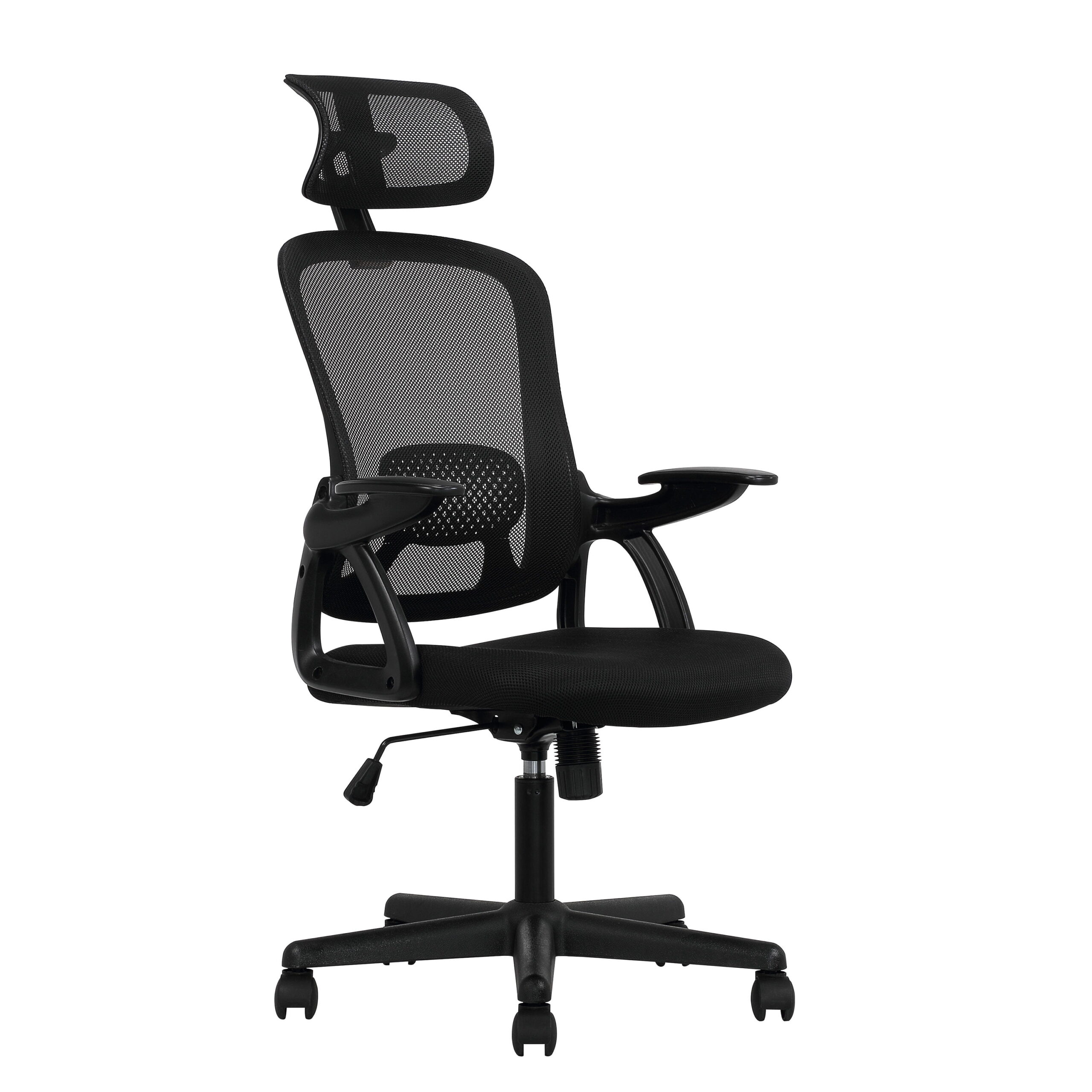 Mainstays Ergonomic Office Chair with Adjustable Headrest. Black Fabric. 275 lb capacity