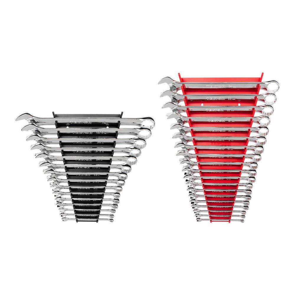 TEKTON WCB91301 Combination Wrench Set. 34-Piece (1/4-1 in.. 6-24 mm) - Rack