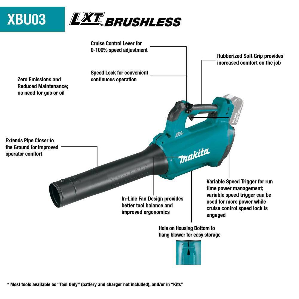 Makita XT287SM1 18-Volt 4.0 Ah LXT Lithium-Ion (Blower/String Trimmer) Brushless Cordless Combo Kit (2-Piece)