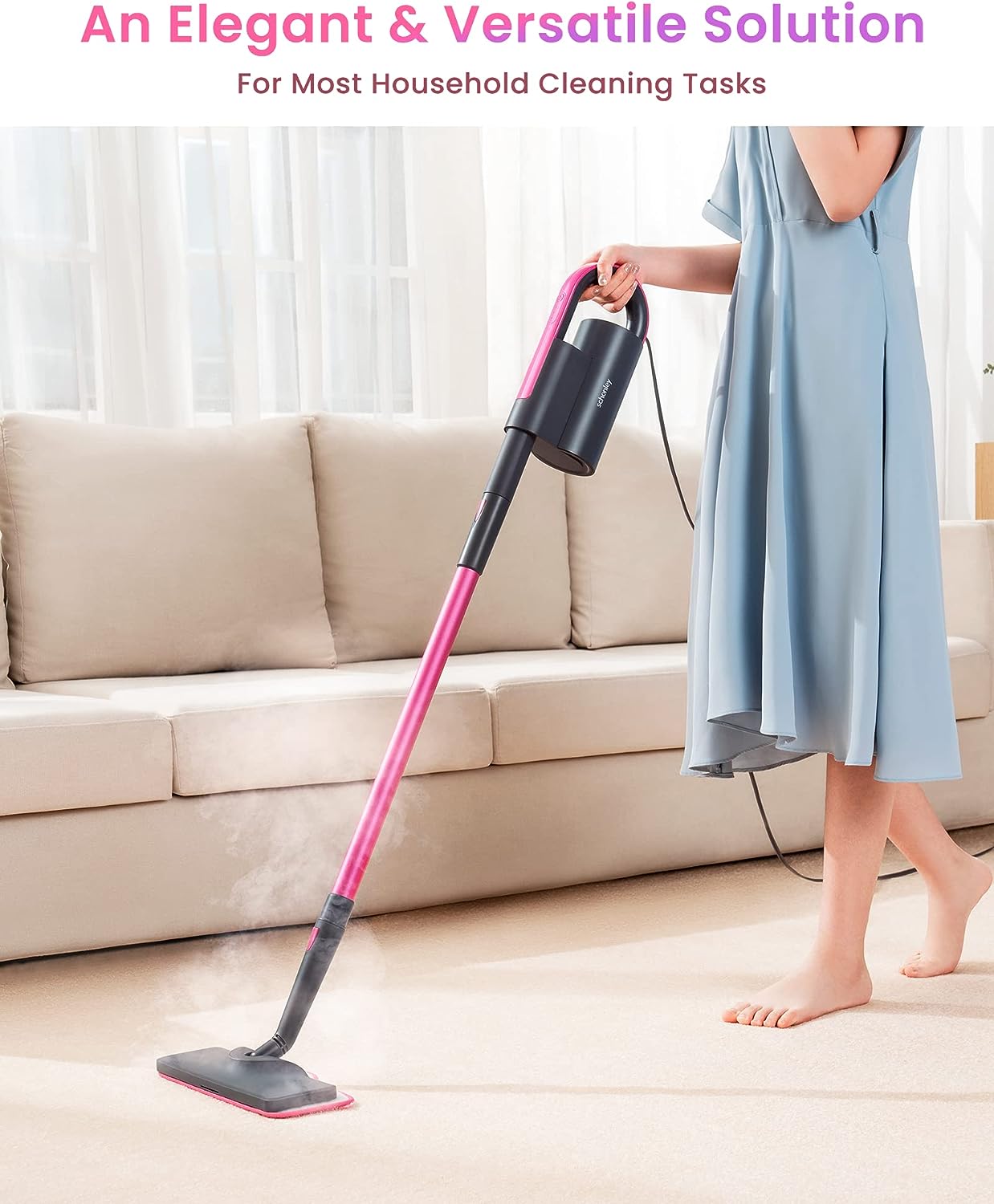 Schenley Steam Mop Cleaner with Detachable Handheld Steamer for Cleaning Hardwood/Laminate Floor. Tiles and Grout. with 7-in-1 Multi-purpose Accessories and Washable Microfiber Pads