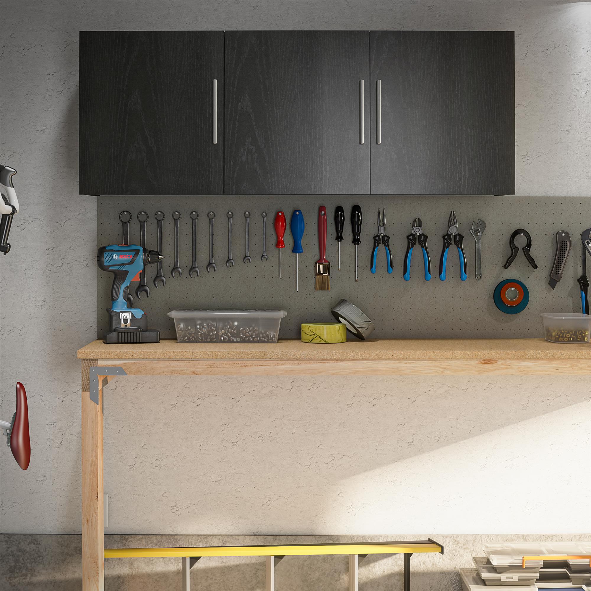 Ameriwood Home Camberly 54-in W x 20.31-in H Wood Composite Black Oak/Nightfall Oak Wall-mount Utility Storage Cabinet