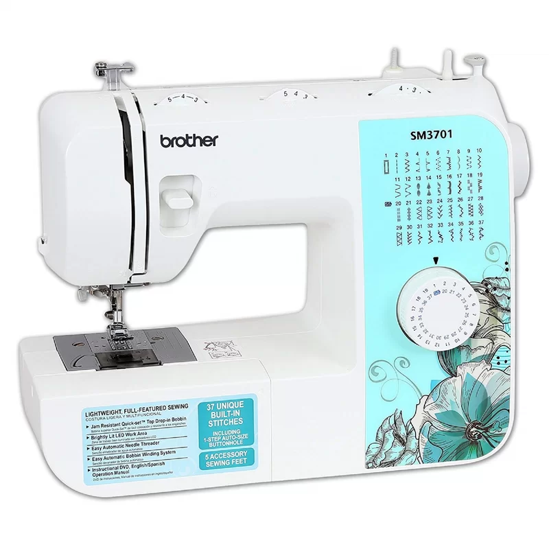 Brother 37-Stitch Free Arm Sewing Machine. 12″ x 5.8″ x 15.3″. White